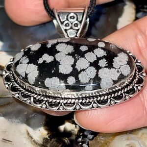 Snowflake Obsidian Pendant 1 1/2”x 1 1/2”